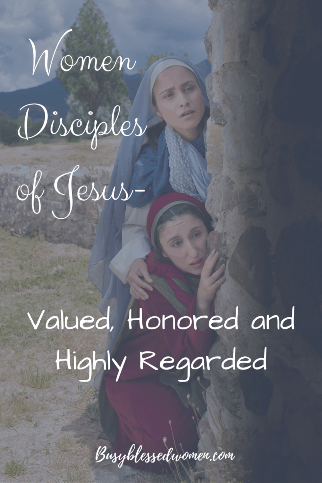 Women Disciples of Jesus- 2 Hebrew women hiding by a rock wall