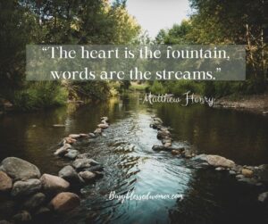 taming the tongue- photo of water running into a stream; trees on each side