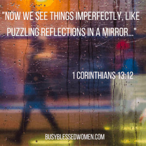 What Does the Bible say about doubt- photo of person walking in the rain after dark through a rain spattered window
