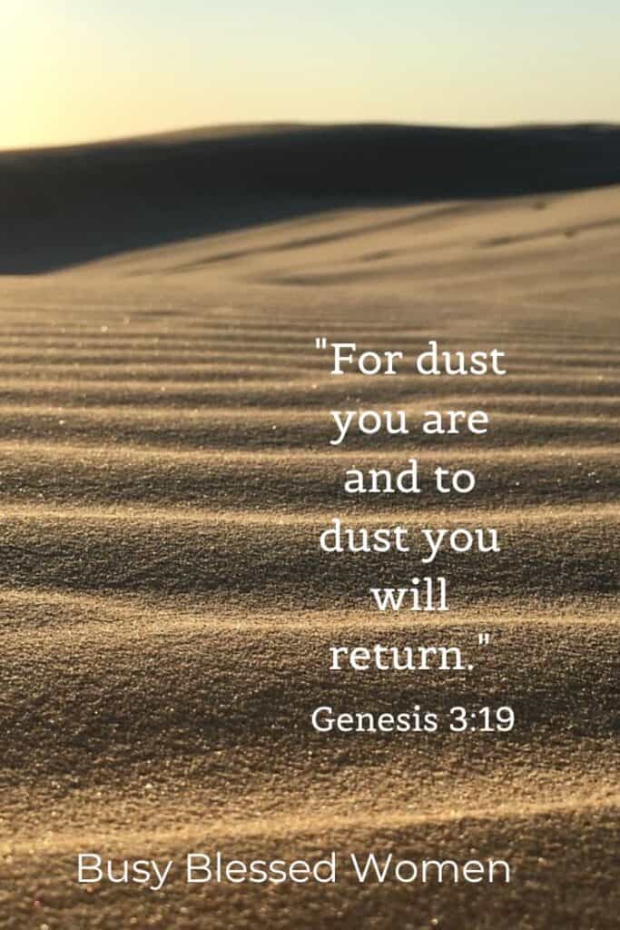 from dust to dust- desert floor with Genesis 3:19 overlay