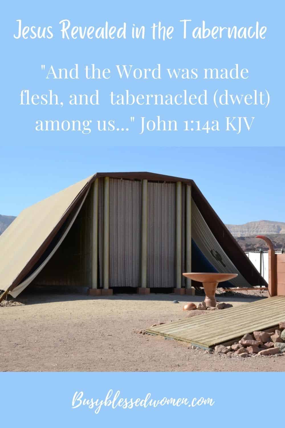 Jesus revealed in the tabernacle- replica of tabernacle erected in Negev desert under blue sky