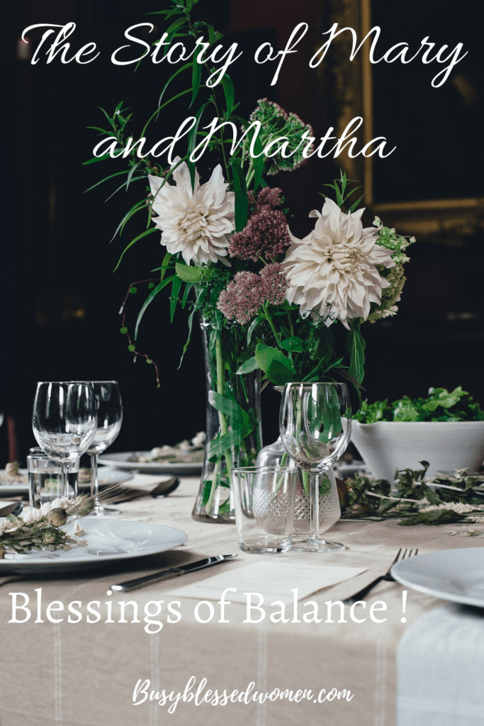 The Story of Mary and Martha- table setting with flowers in vase