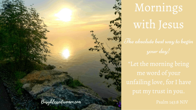 Mornings with Jesus- sunrise over Lake Superior with wooded shoreline