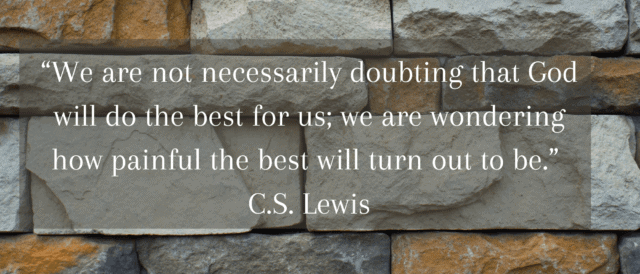 the God of the Impossible- C S Lewis quote on background of stone wall