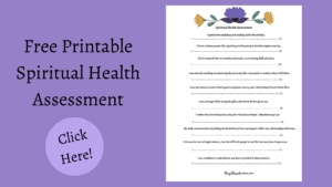 Spiritual Strength- graphic of spiritual strength worksheet on purple background