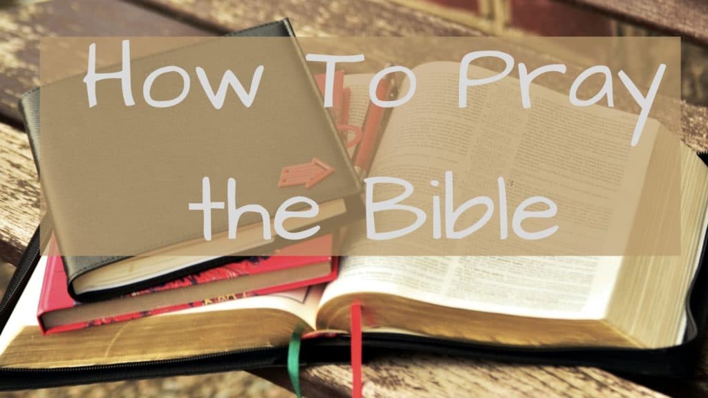 How To Pray the Bible- open bible on wood plank table with 2 journals on top