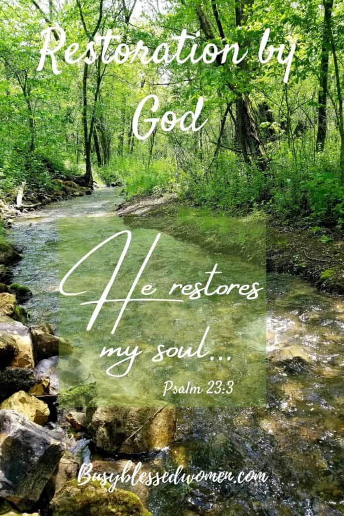 Restoration by God- rock lined stream in woods with green trees