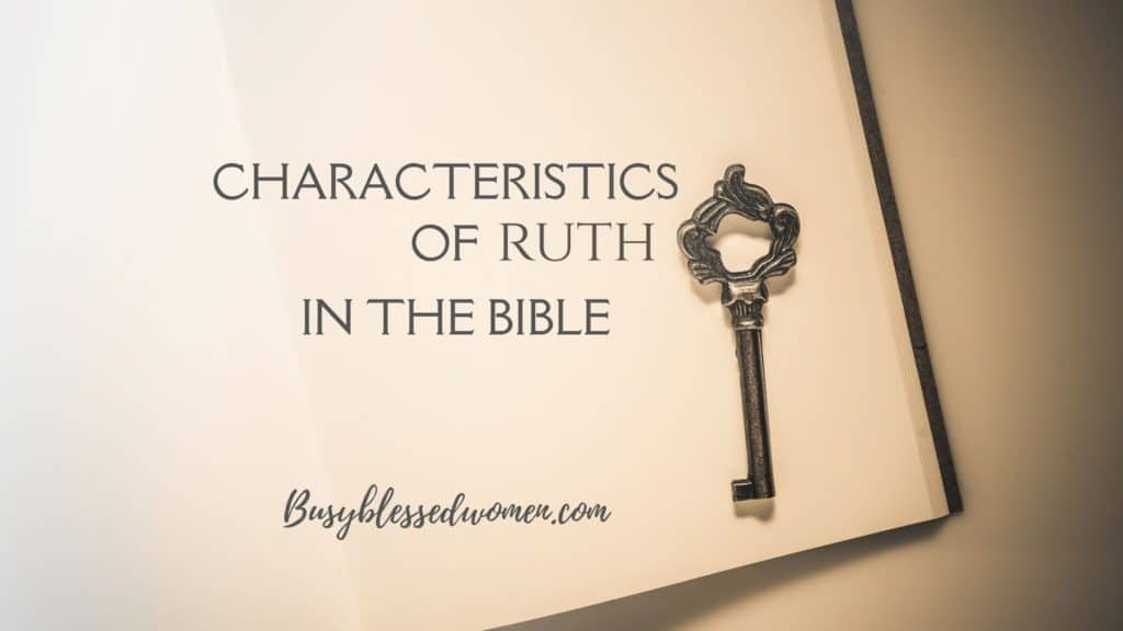 characteristics of ruth- plain white paged open book with vintage key placed in lower right corner