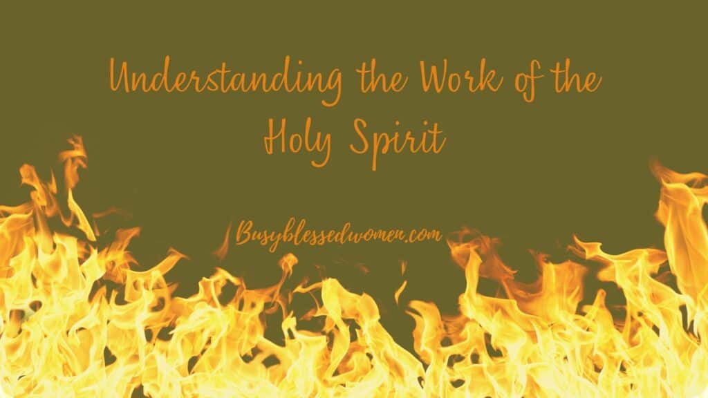 Understanding the Holy Spirit- flames along bottom border with dark green background