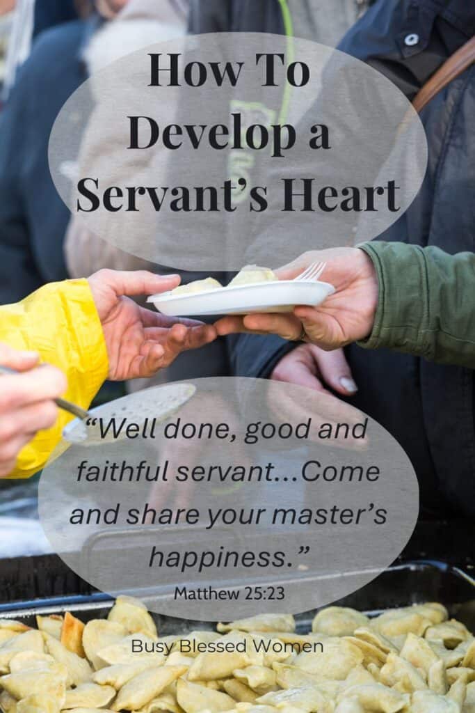 servants heart- men serving food to men in line