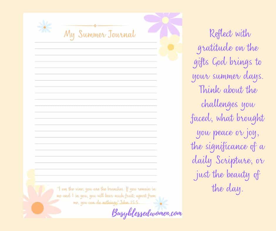 Meaning of Spiritual Summer Season- summer journal page with pink, purple and yellow graphic daisies 