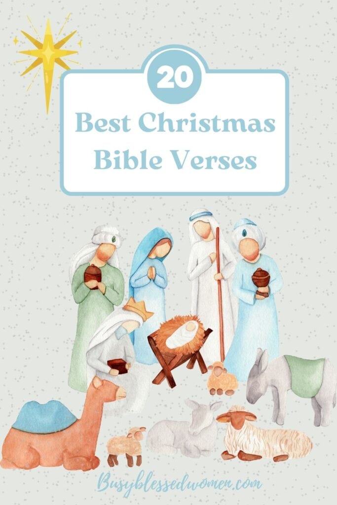 20 best Christmas Bible Verses- watercolor nativity scene with christmas star in upper left