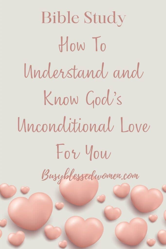 God's Unconditional Love- pink puffy hearts on bottom of grey colored page
