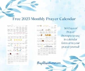 Monthly Prayer Calendar- mock up of the 12 monthly prayer calendars on blue swirl/leaves background
