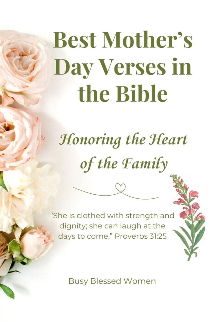 Mother's day Bible verses- pink and white flowers on left, white background