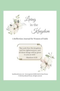 5 page reflection Journal- cover page of journal- white background with cream and pale green flowers upper left and lower right