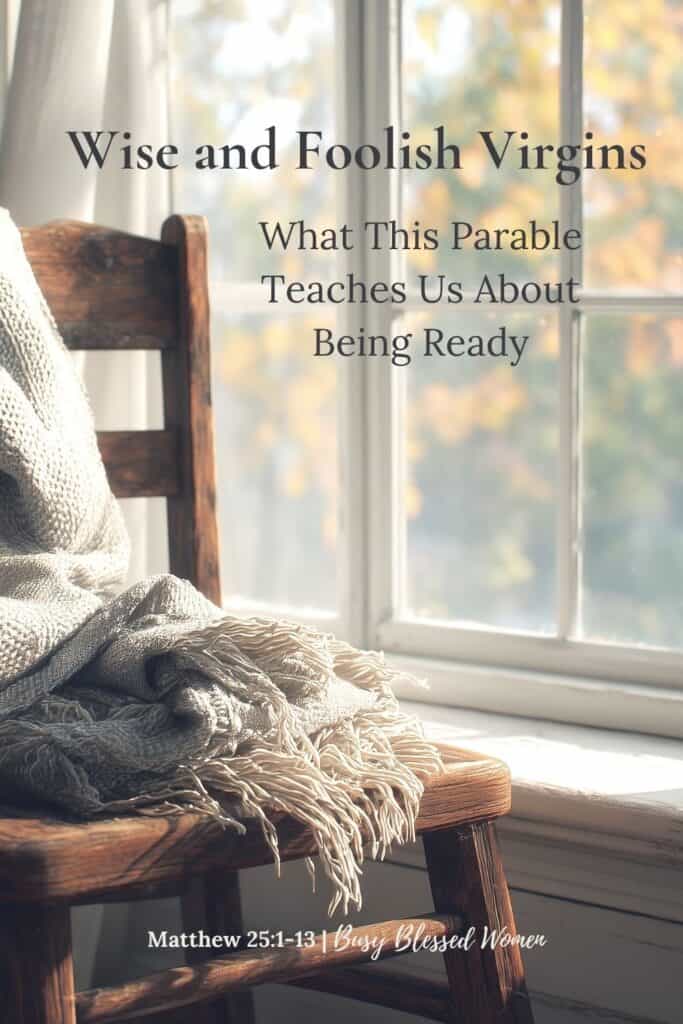 the wise and foolish virgins- chair near window with knittted throw laying on it