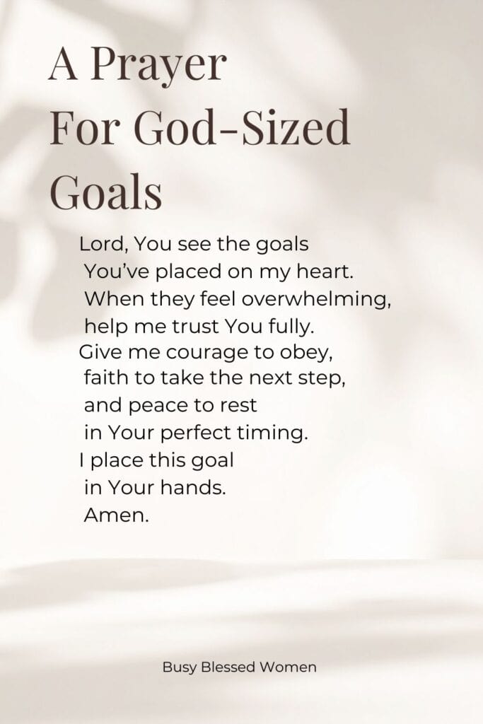 a prayer for God-sized goals- aesthetic tan and cream background with prayer overlay