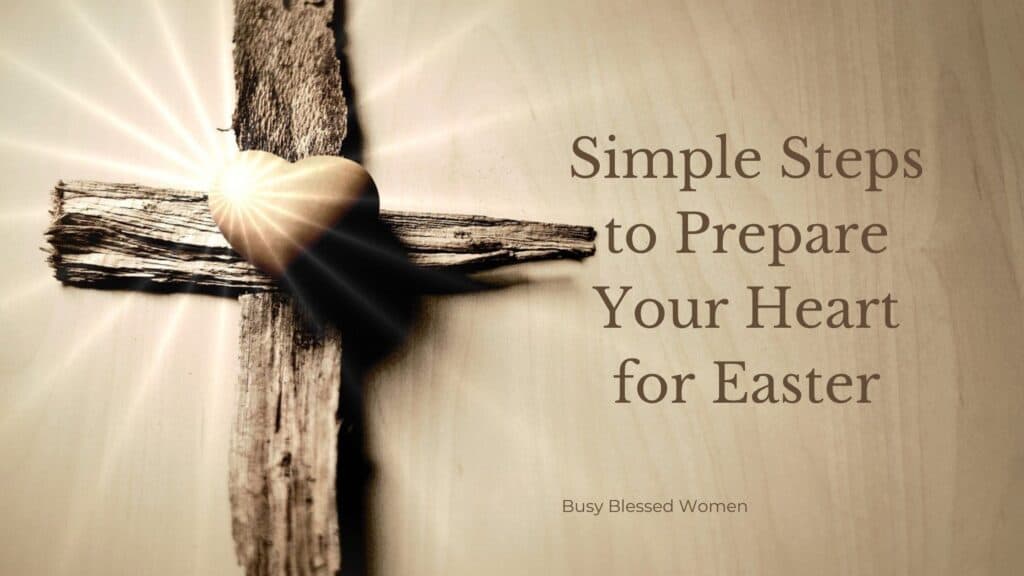 Prepare your heart for Easter- rough wood cross with brown heart emitting rays of light